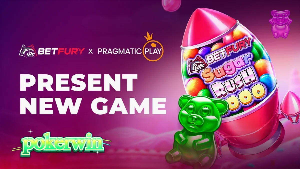 Tampilan visual dari permainan slot BetFury Sugar Rush 1000 dengan tema permen yang cerah.